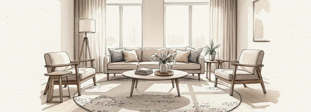 Tapis rond : placement, dimensions et règles d'or pour chaque pièce
